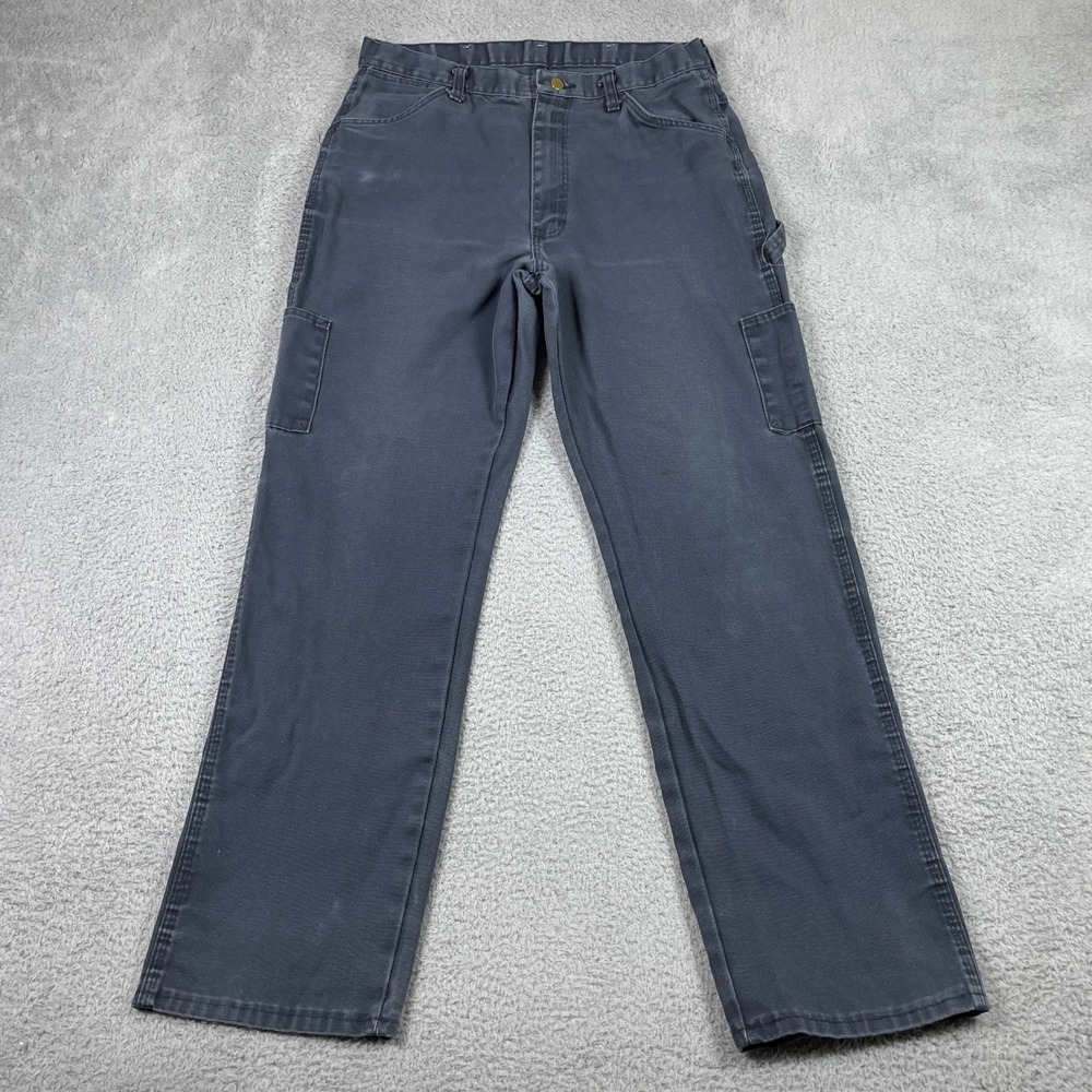 Bulwark FR Work Pants Mens 34x32 (Fits 32x32)‎ Navy Blue Work Trousers Carpenter